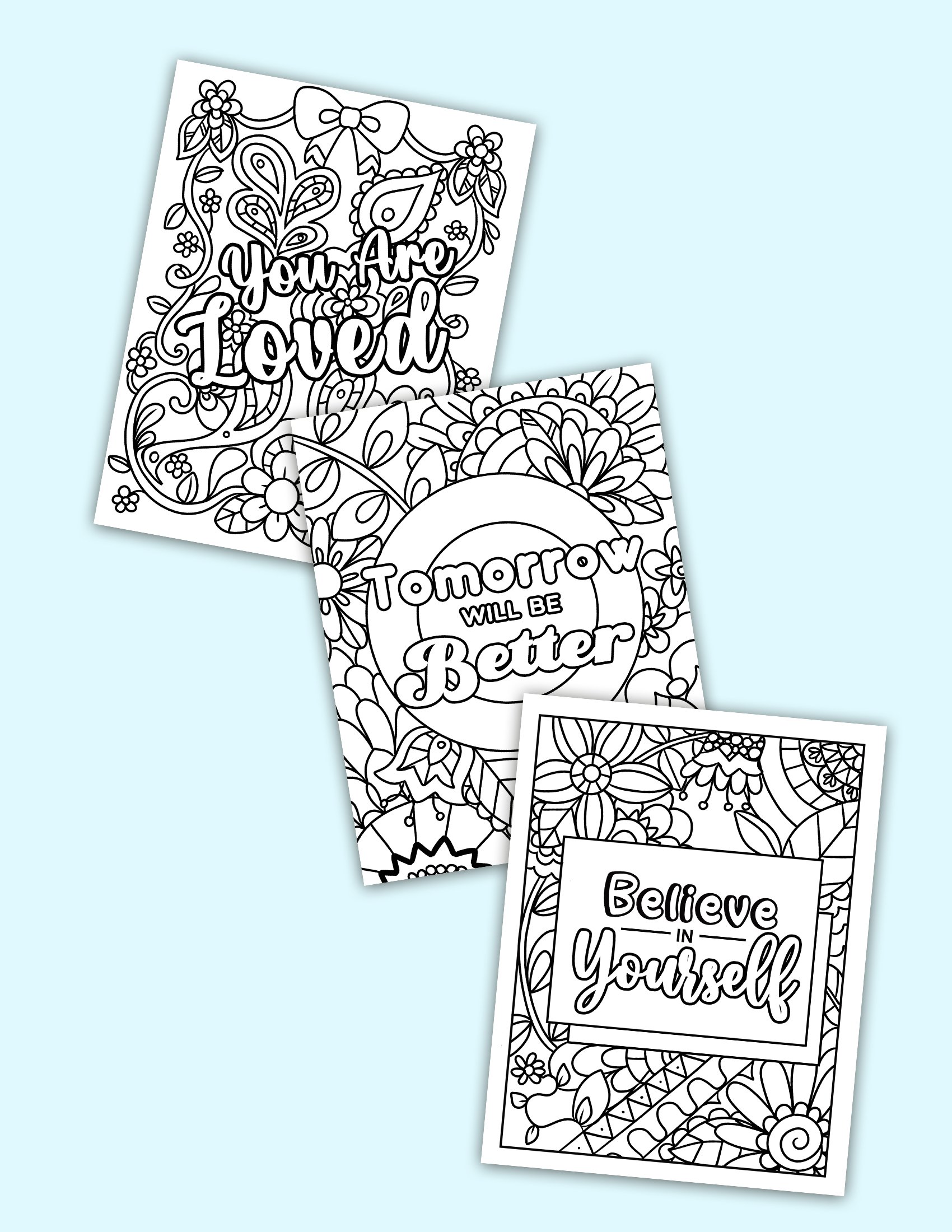 Short inspirational quotes coloring pages