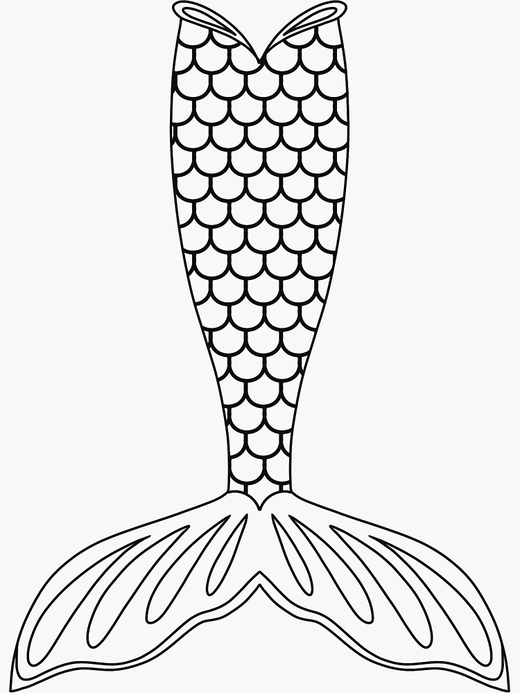 Cute mermaid tail outline with fish scales sticker for sale by opaldeer