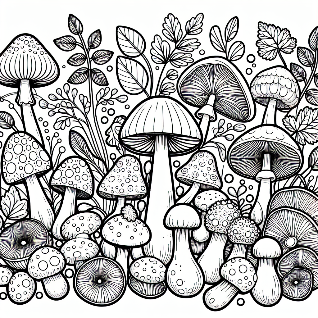 Mushroom coloring pages â custom paint by numbers