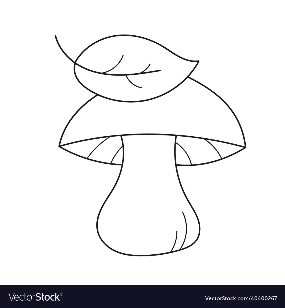 Simple coloring page cute edible mushroom vector image