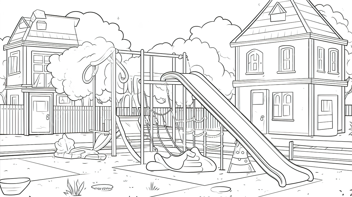 The playground coloring page for kids background playground coloring picture playground colorful background image and wallpaper for free download