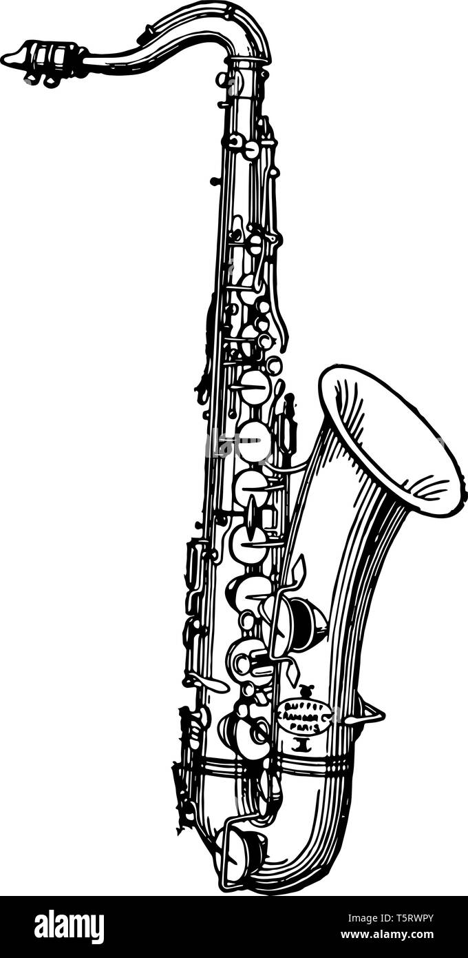 Saxophone drawing black and white stock photos images