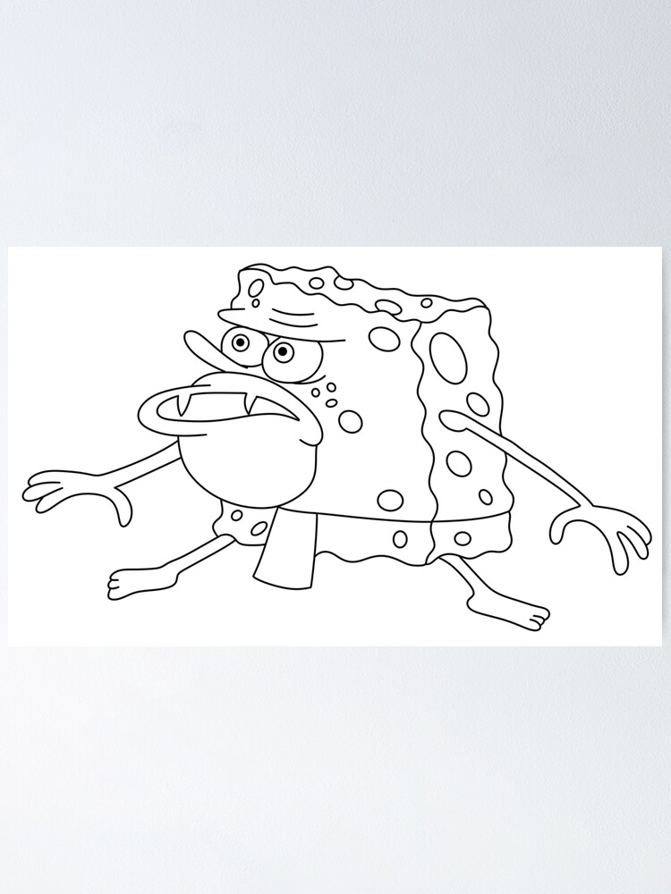 Cave man spongebob outline poster for sale by ticacreations