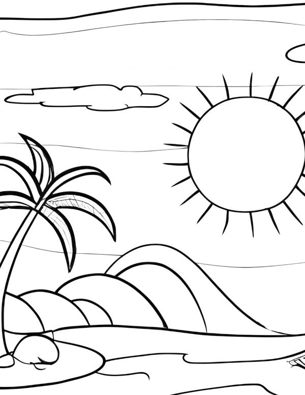 Free beach coloring pages