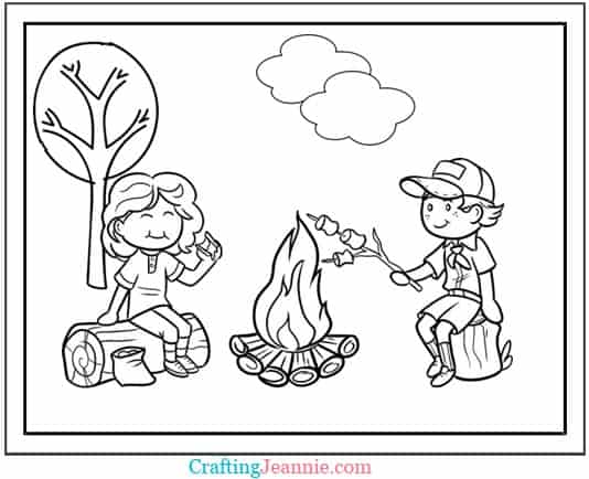Camping coloring pages free printable