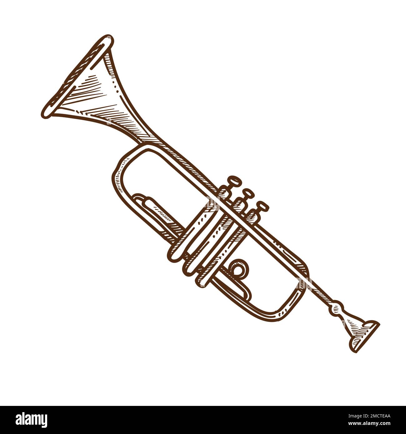 Trumpet horn or pipe isolated sketch musical instrument stock vector image art