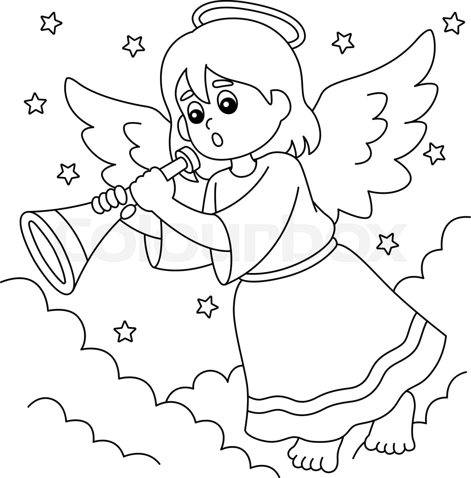 Christmas angel coloring page for kids stock vector