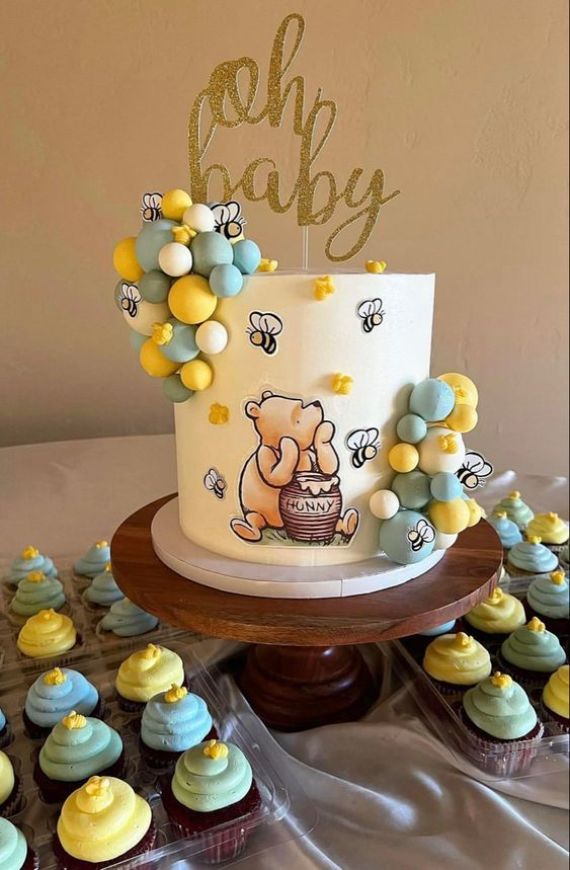 Winnie the pooh cake and cupcakes decorating ideas