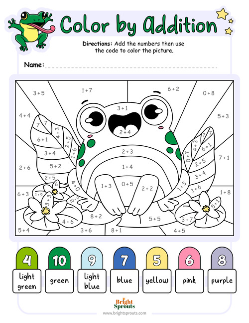 Addition color by number worksheets