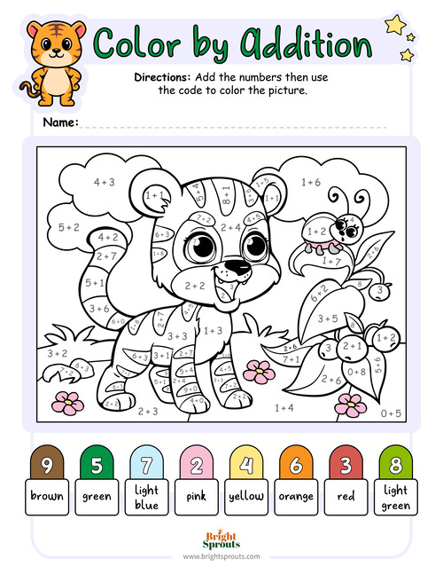 Addition color by number worksheets