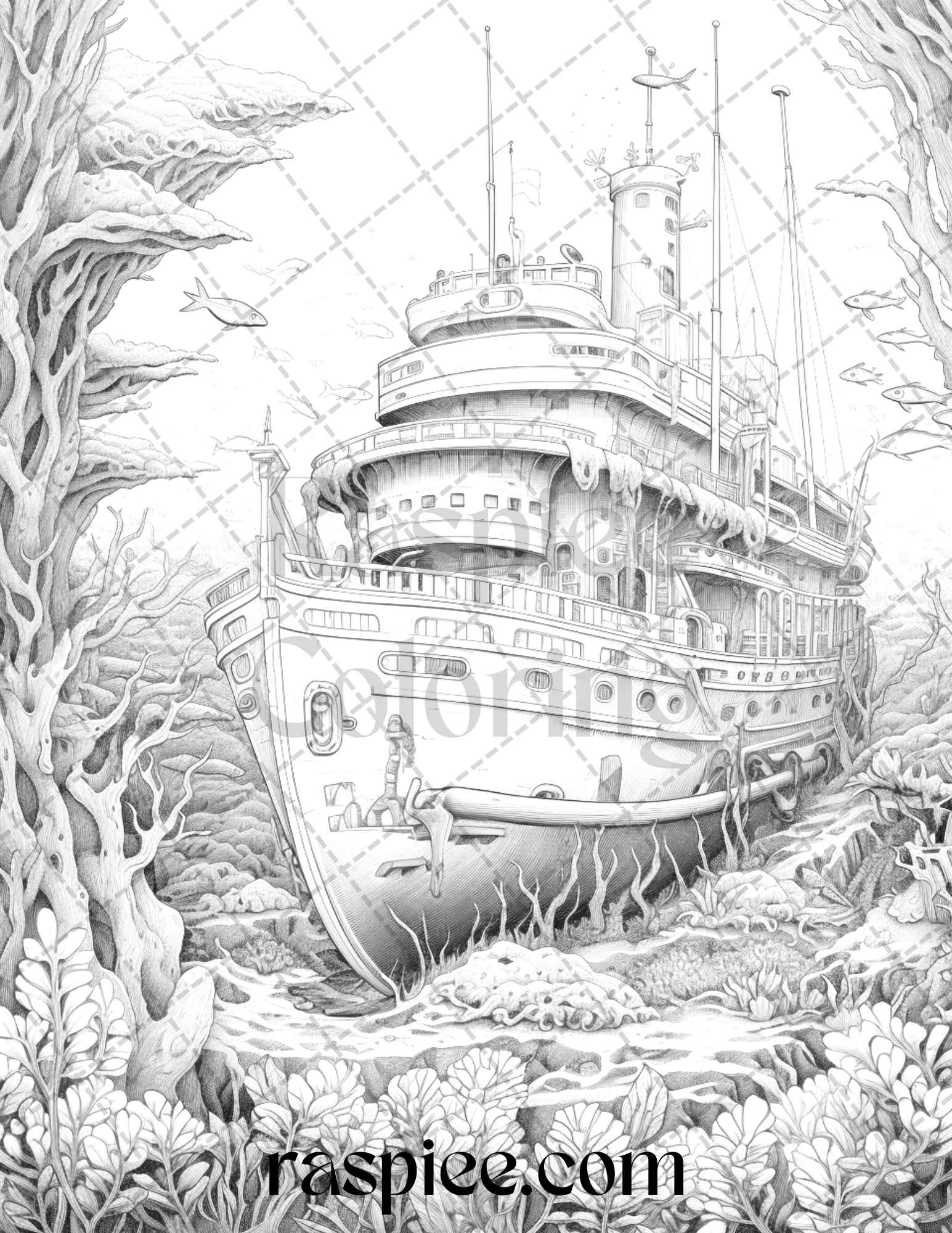 Ocean life grayscale coloring pages printable for adults relaxation an â coloring