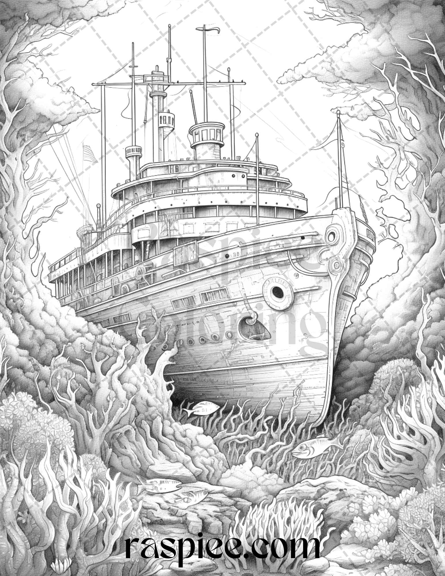 Ocean life grayscale coloring pages printable for adults relaxation an â coloring