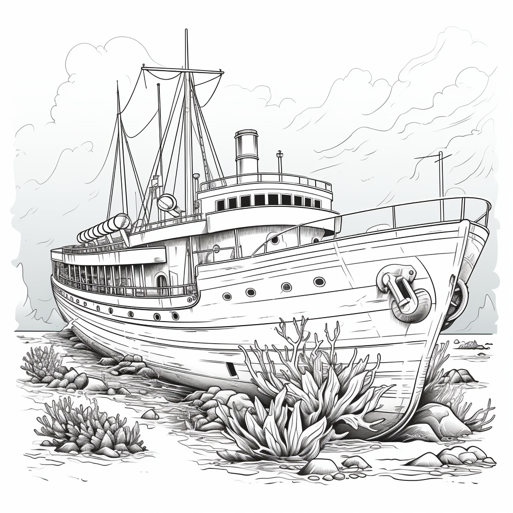 Sunken ship coloring pages for children coloring pages