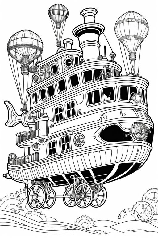 Clean coloring book page of vintage typewriter
