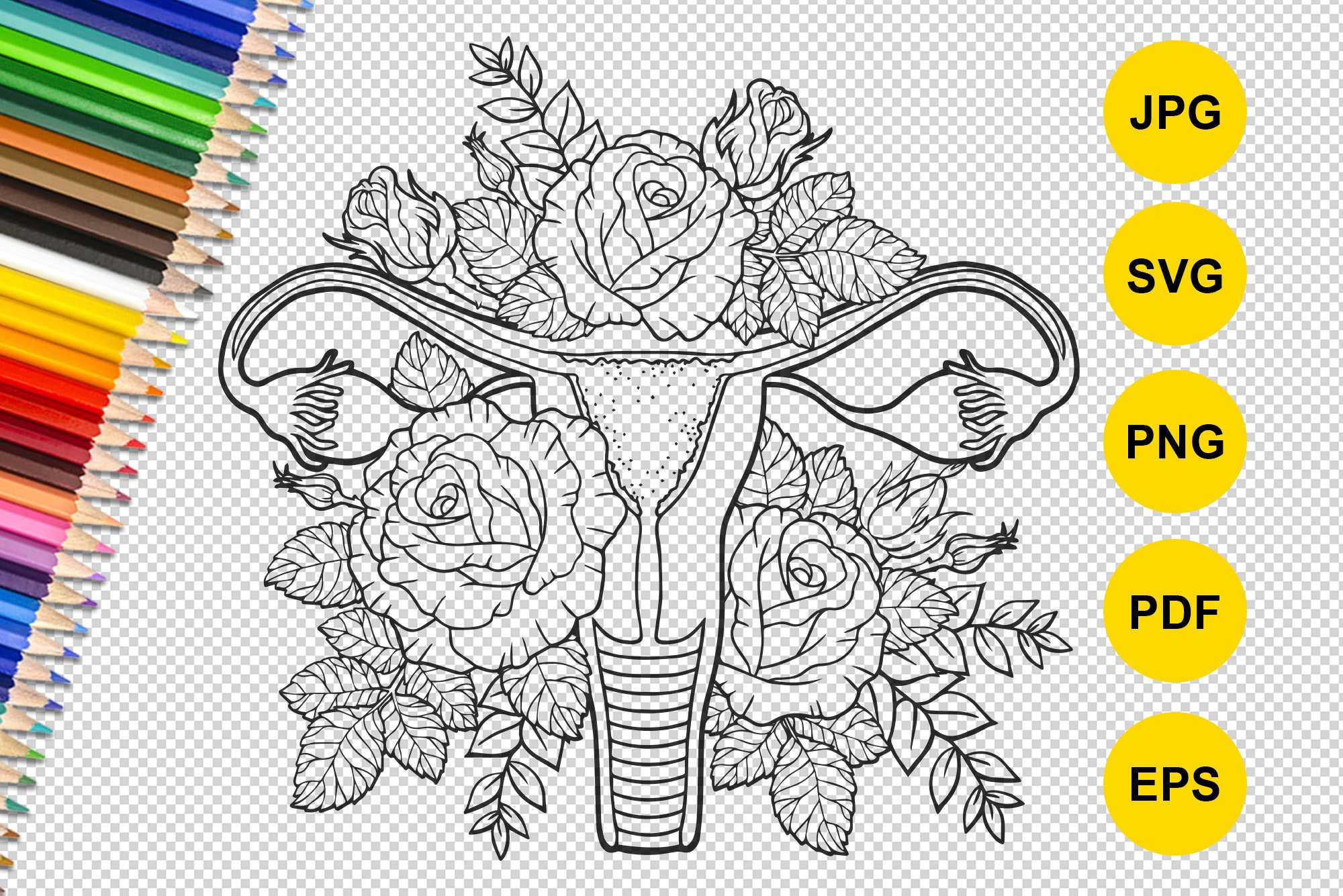 Floral uterus svg floral vagina my vagina is beautiful female reproductive system made of flowers vector file png svg feminism concept
