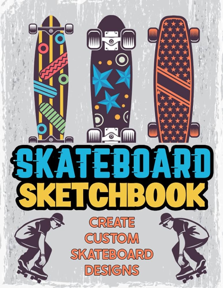 Skateboard sketchbook design and color your own skateboard decks coloring book