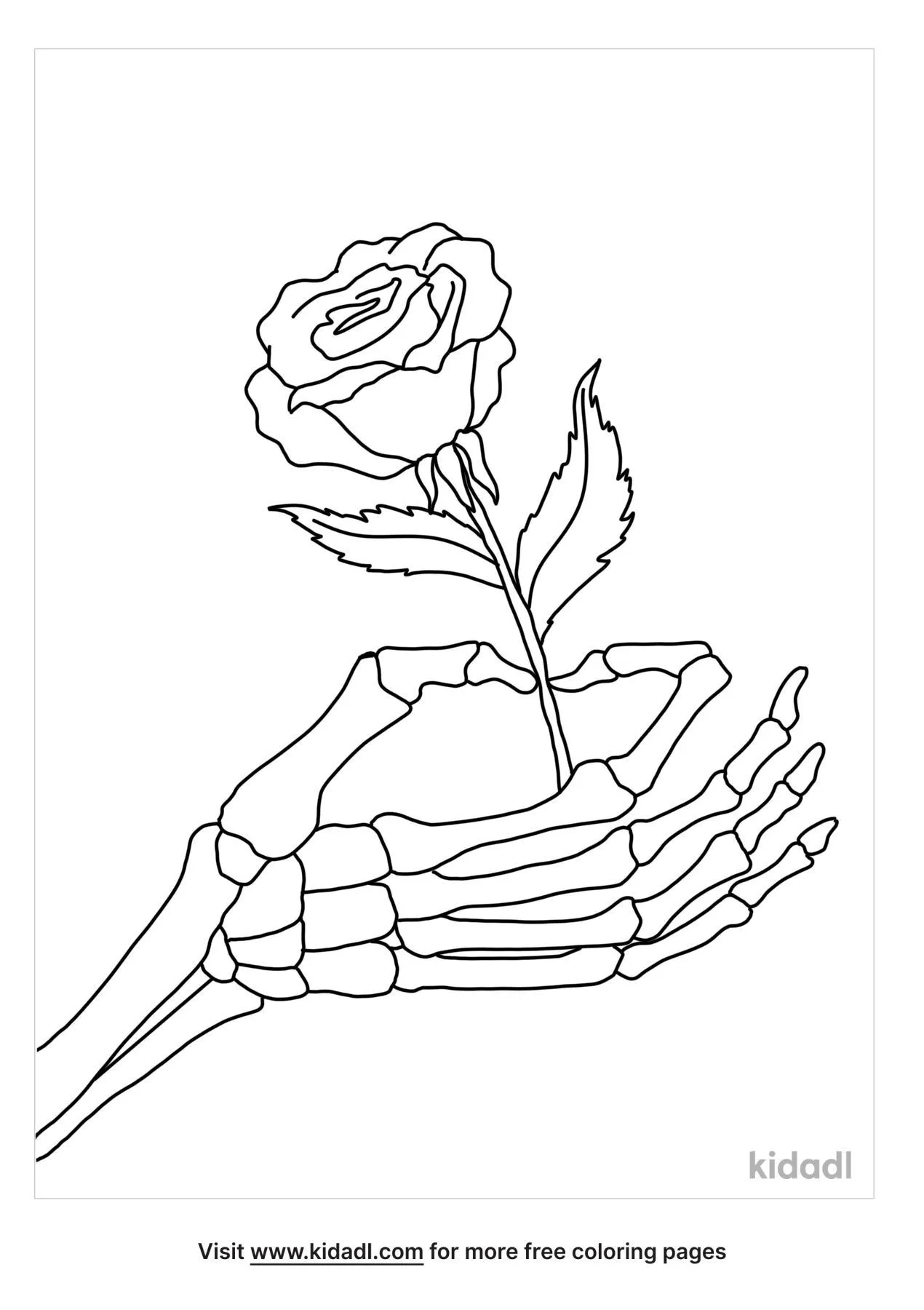 Free skeleton hand holding rose coloring page coloring page printables