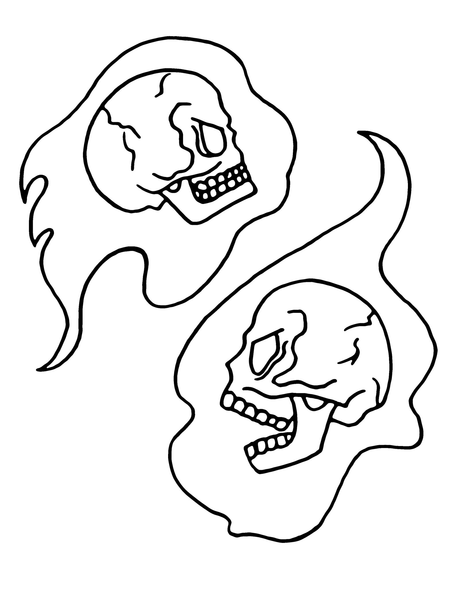 Flaming skulls coloring page by cetivarose on