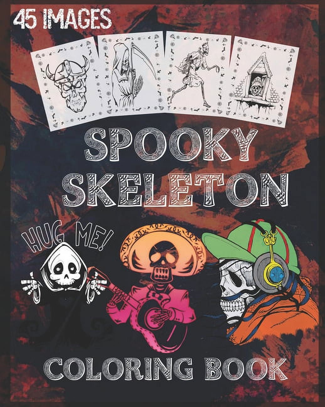Spooky skeleton coloring book scary skeleton coloring book for halloween with scary skeletons creepy scenes and much more unique single