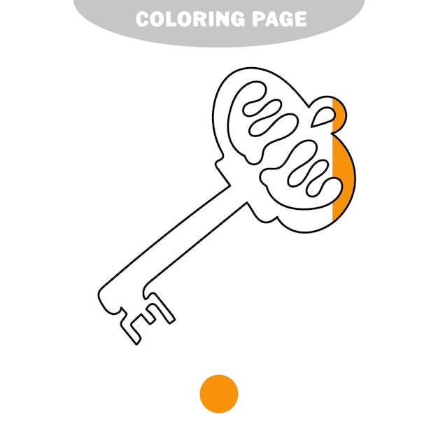 Premium vector simple coloring page vintage key black and white image for coloring book
