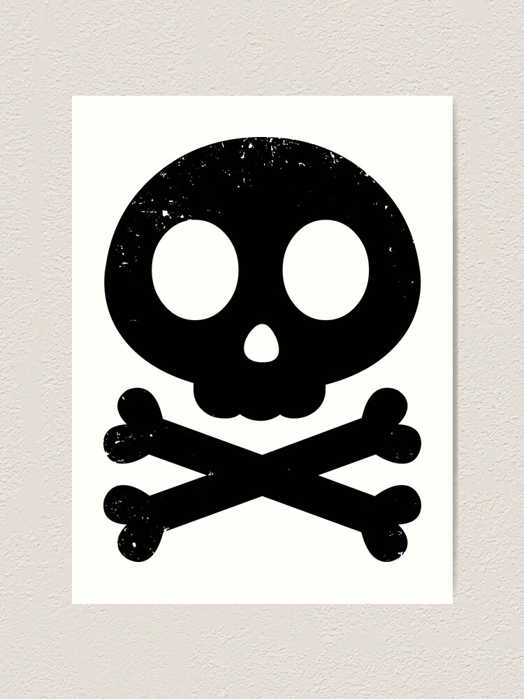 Cute skull and crossbones black icon symbol cute distressed art print for sale by psychiccatstore