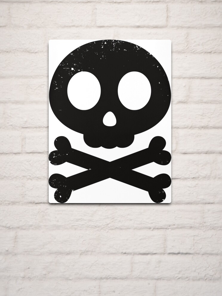 Cute skull and crossbones black icon symbol cute distressed metal print for sale by psychiccatstore