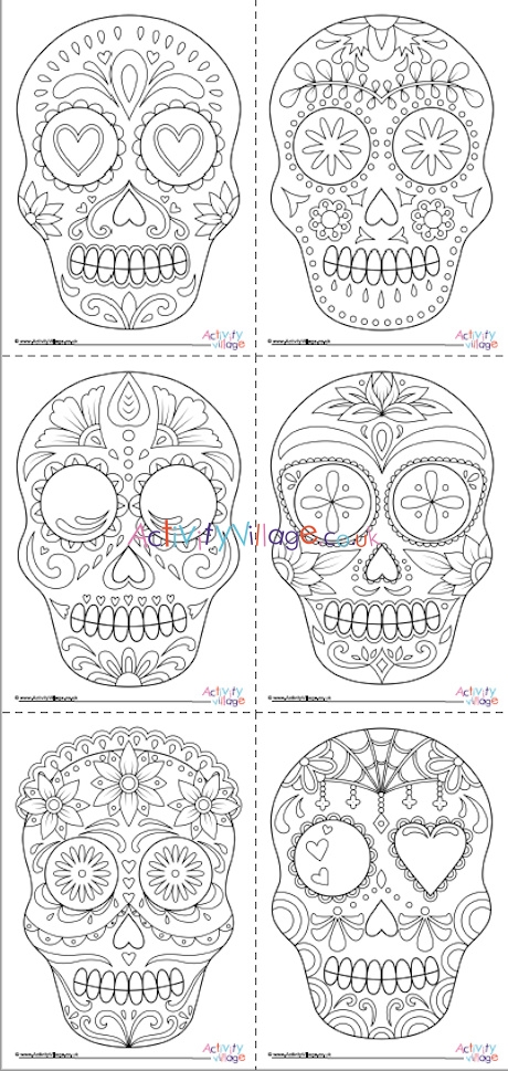 All day of the dead calavera louring pages