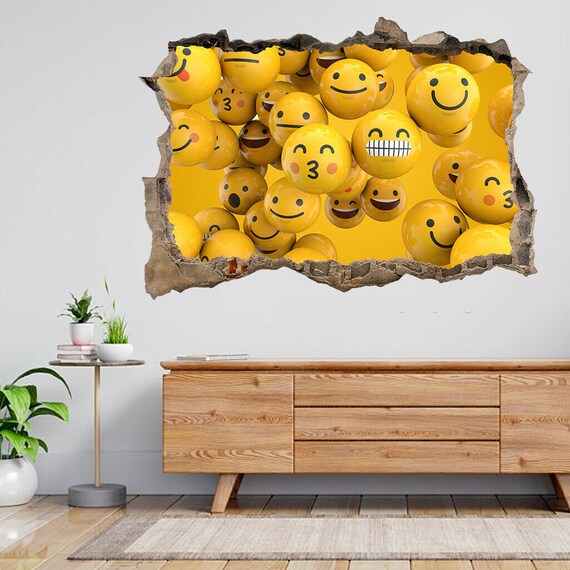 Smileys emoji emotion character d smashed view wall sticker poster decal a