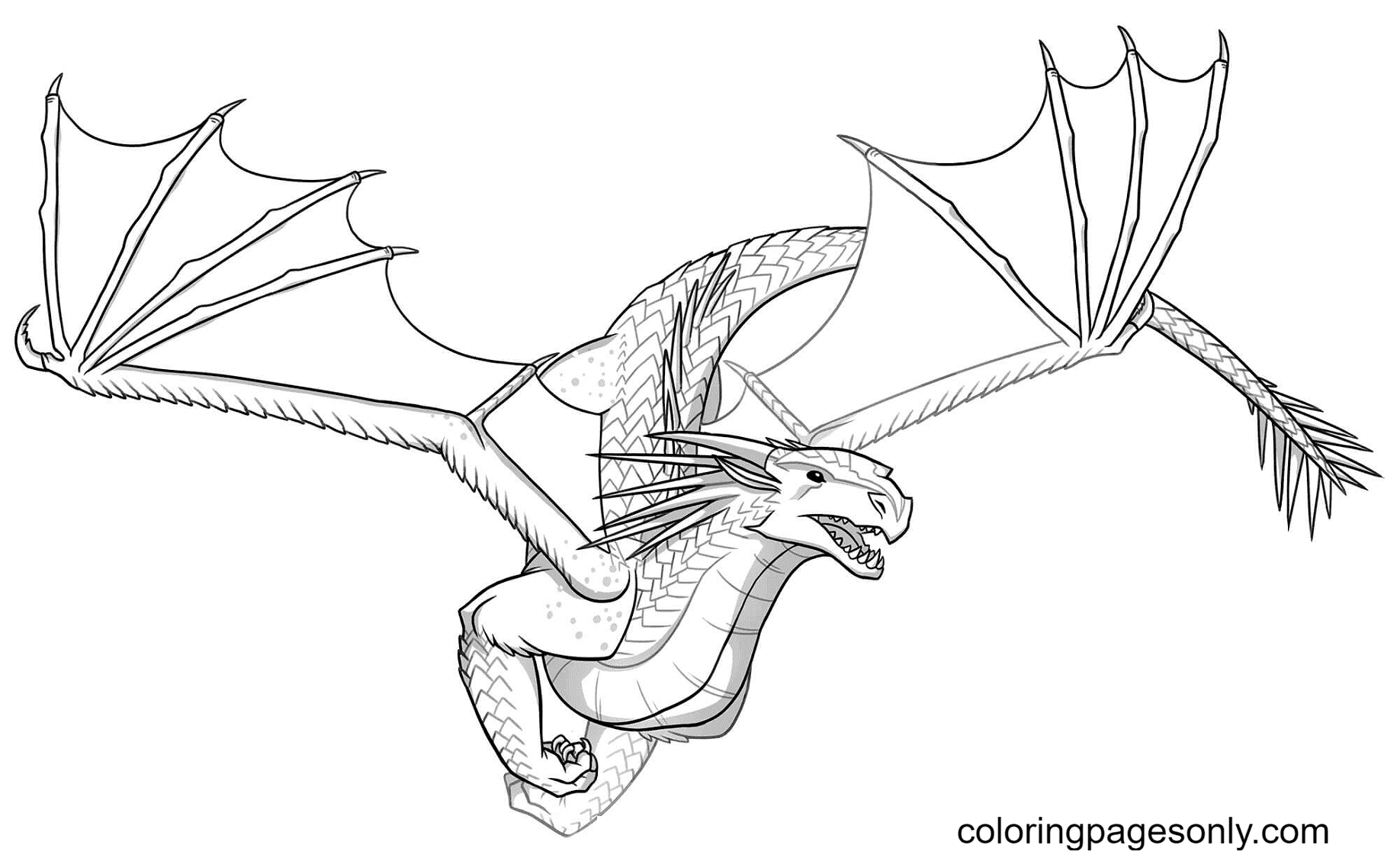Skywing dragon printable coloring page