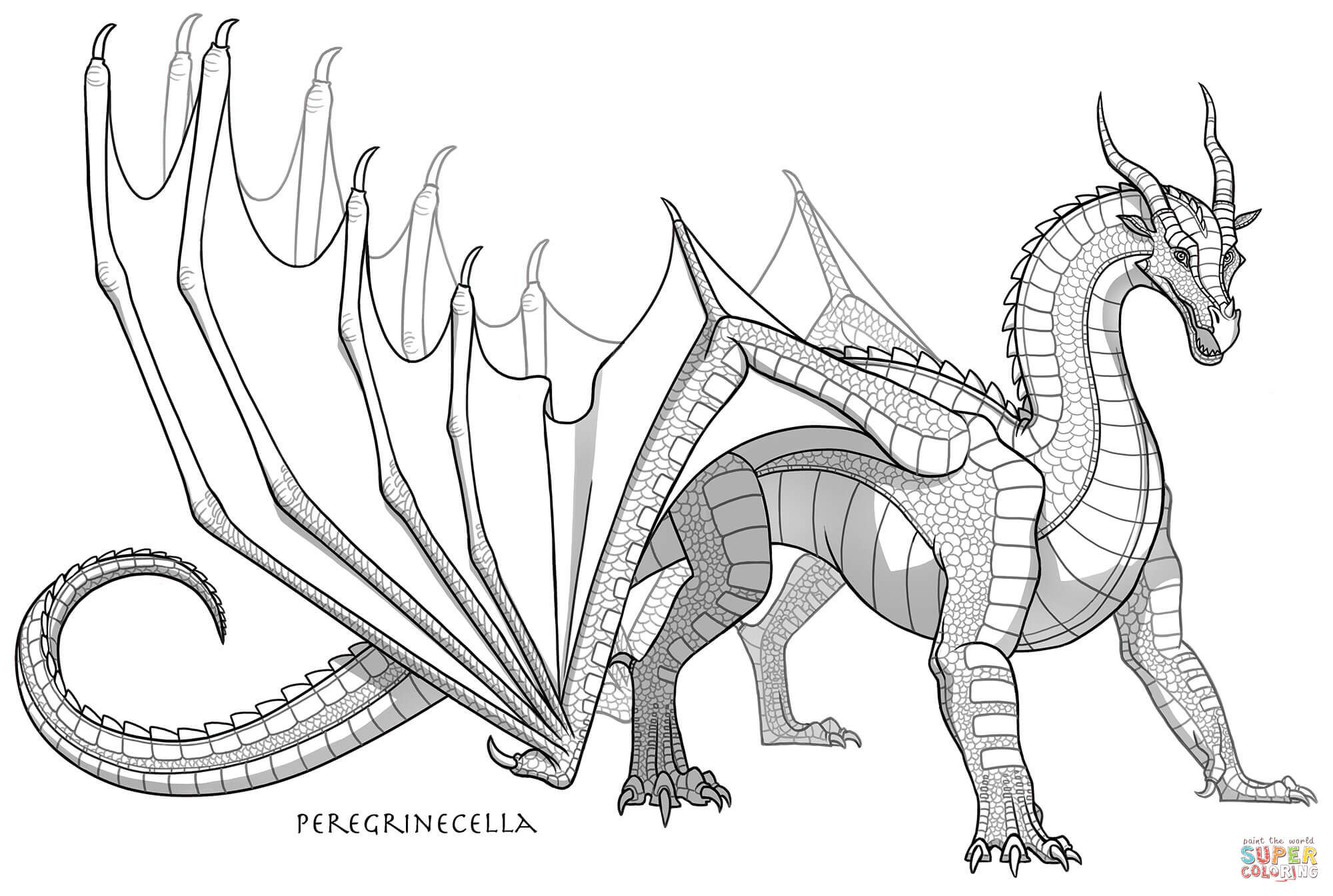 Skywing dragon coloring page free printable coloring pages