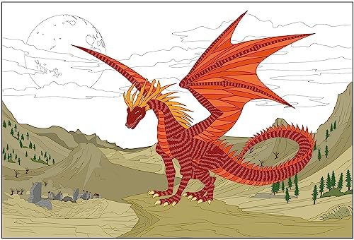 Dekali designs dragon coloring poster x extra large coloring poster for adults kids for classroom parties wall coloring or tablecloth posters prints