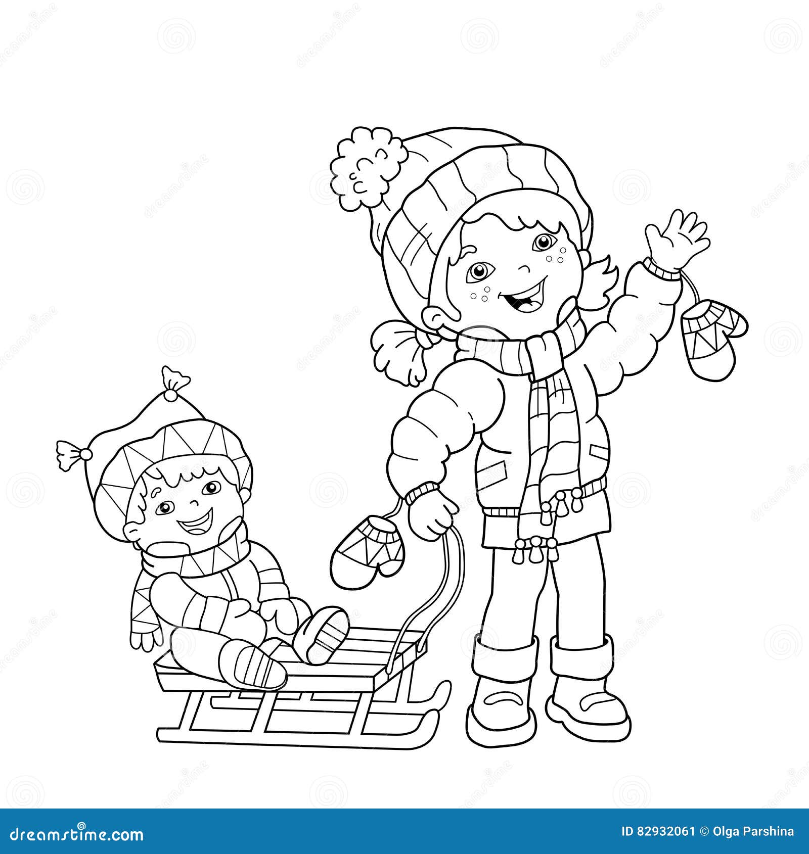 Winter sledding coloring stock illustrations â winter sledding coloring stock illustrations vectors clipart