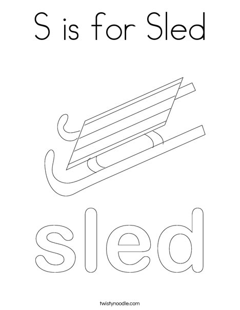 S is for sled coloring page
