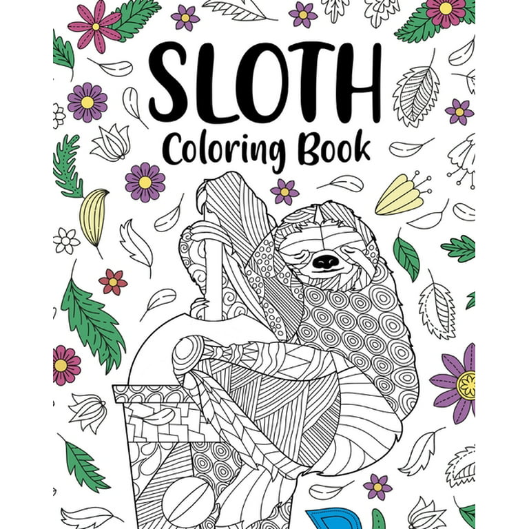 Sloth coloring book adult coloring book gifts for sloth lovers floral mandala coloring pages paperback