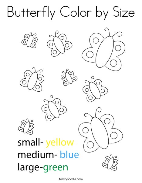 Butterfly color by size coloring page