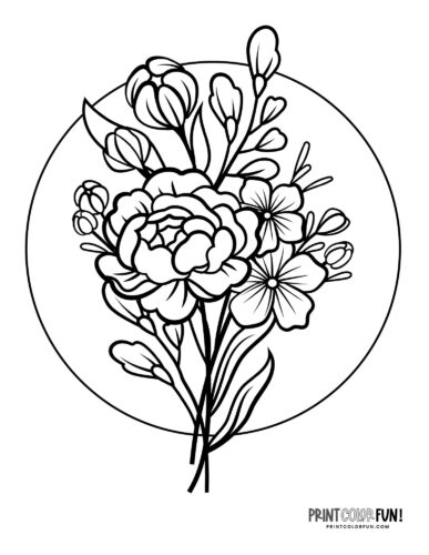 Flower coloring pages clipart to color a whole garden at