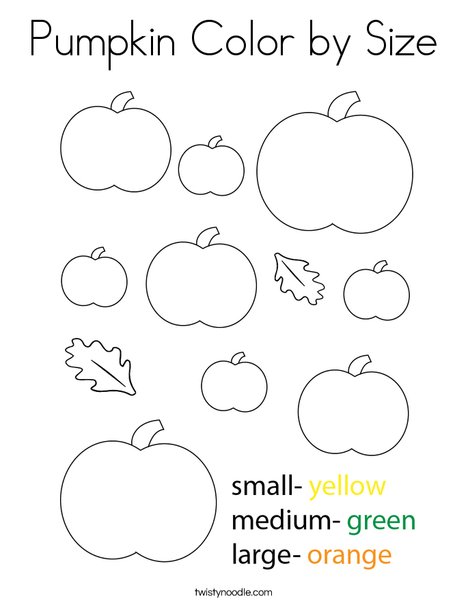 Pumpkin color by size coloring page
