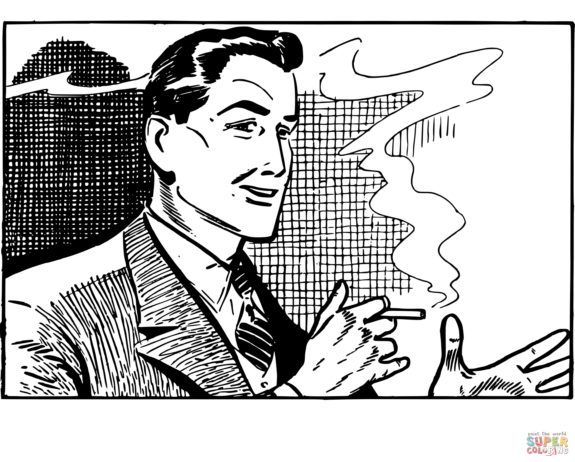 Vintage man smoking coloring page free printable coloring pages