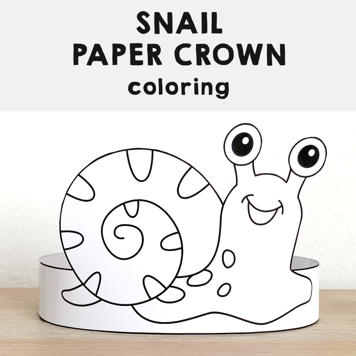 Snail paper crown printable animal bug coloring craft activity hat headband made by teachers
