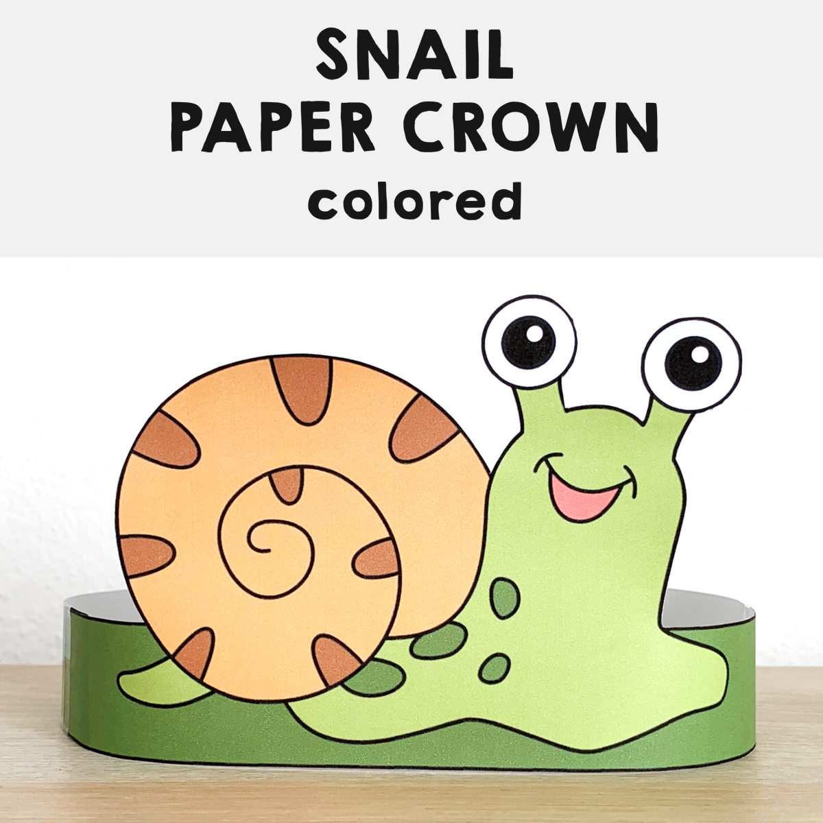Snail paper crown printable animal bug costume craft activity hat headband made by teachers