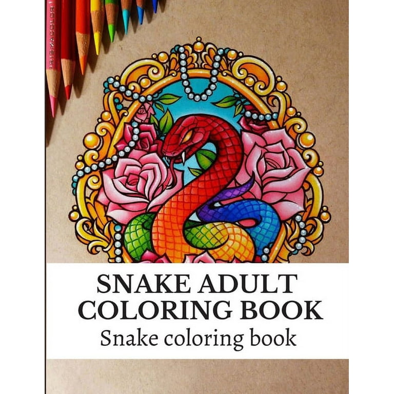 Snake adult coloring book snakes reptiles decorative paterns drawings stress relief coloring book for adults x volume paperback