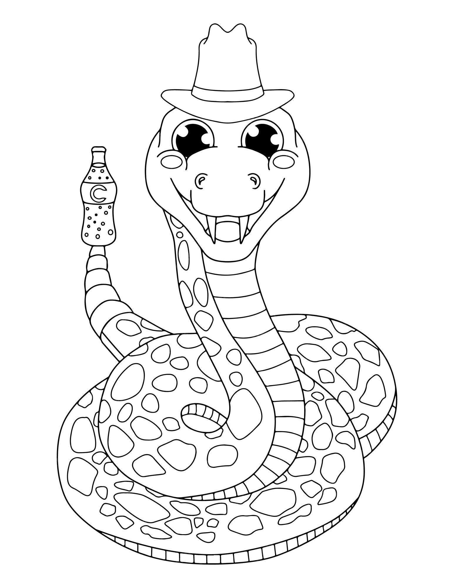 Premium vector hand drawn black and white butterfly snake snake coloring page snake outline drawing