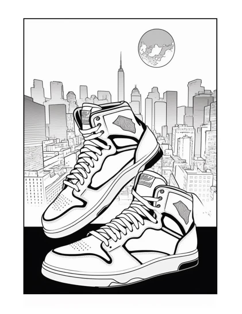 Sneaker coloring pages set of sneaker themed downloadable printable art great for adults or kids