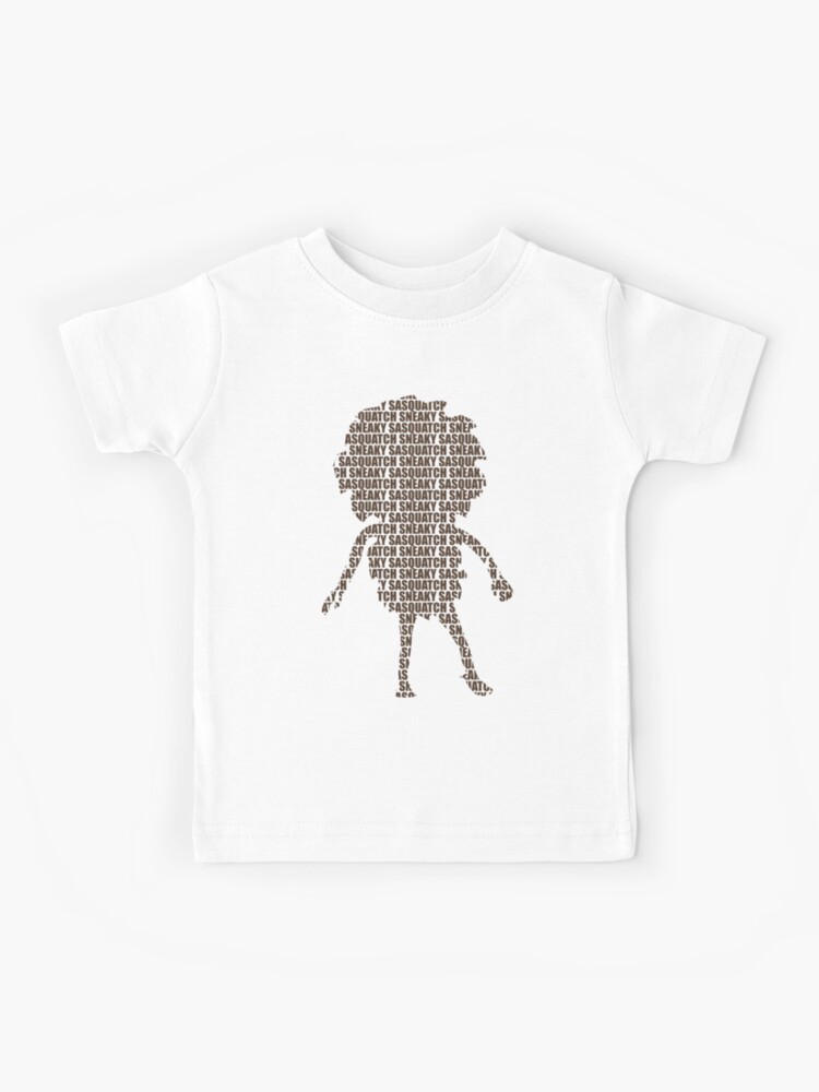 Sneaky sasquatch silhouette text pattern kids t
