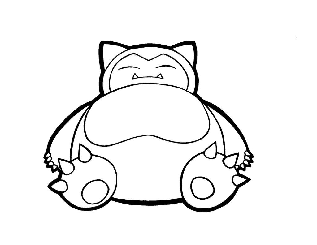 Snorlax lineart by articwolfspirit on