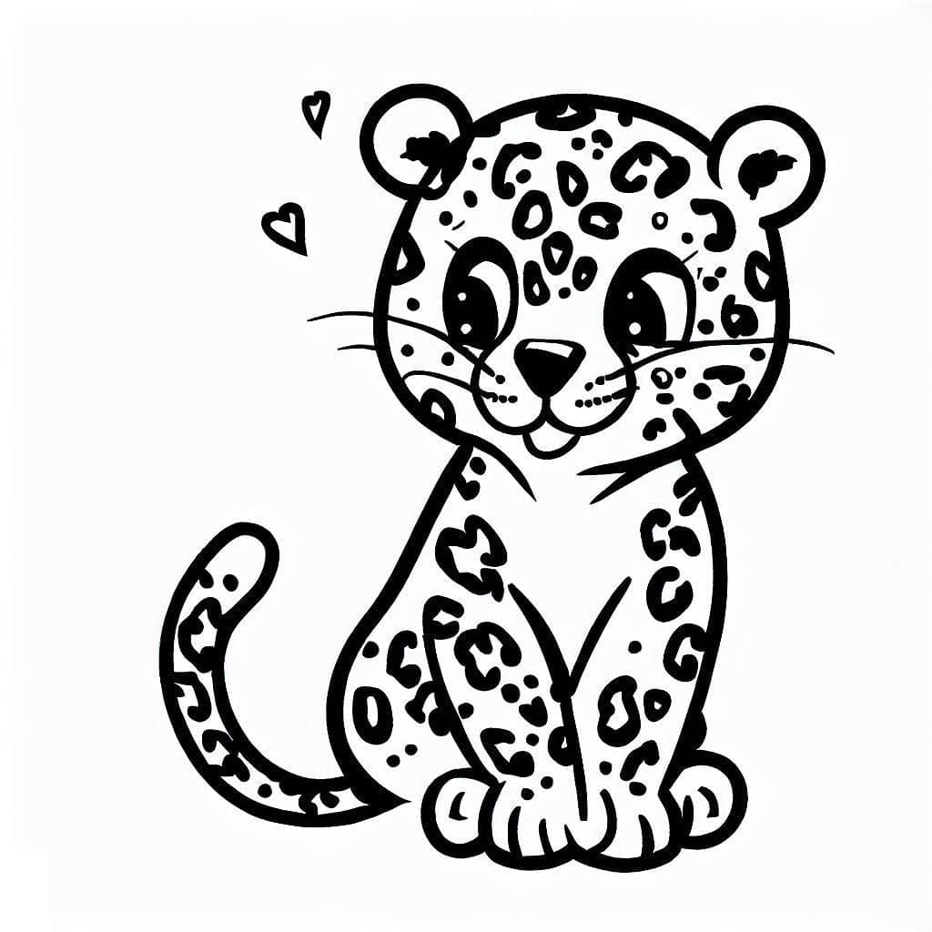 Cute baby leopard coloring page