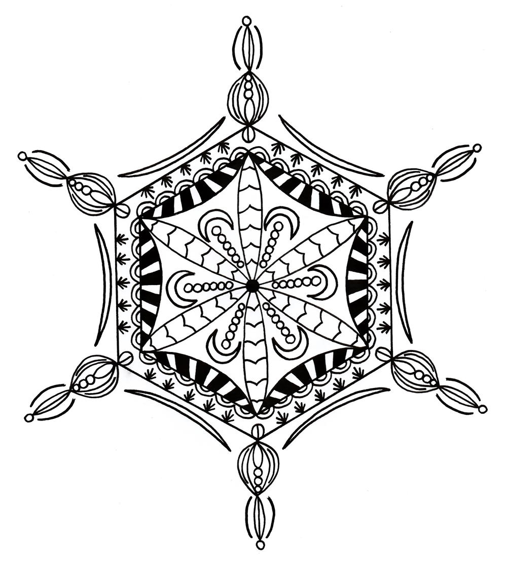 Bejeweled snowflake adult coloring page