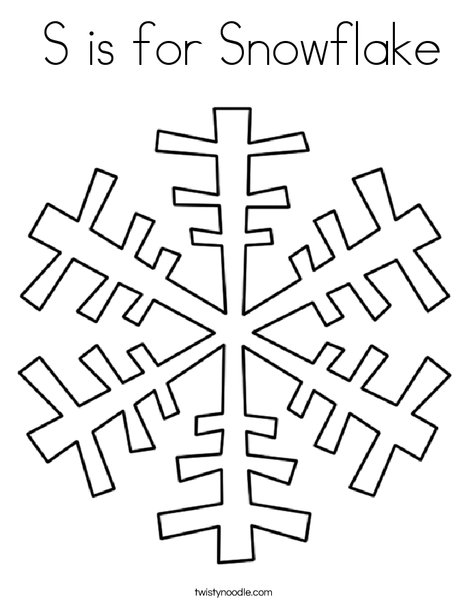 S is for snowflake coloring page