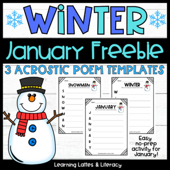 Free winter snowman january poem template acrostic poem poetry snow no prep