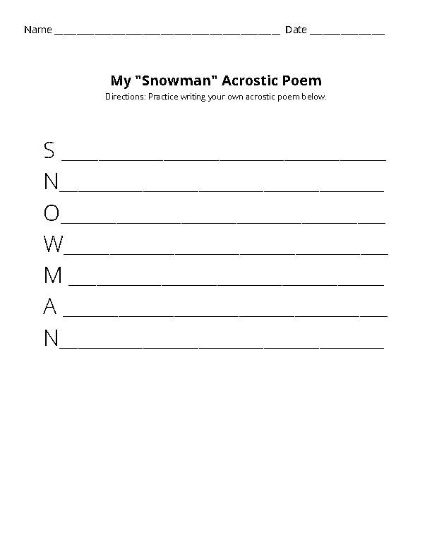 Acrostic poem packet